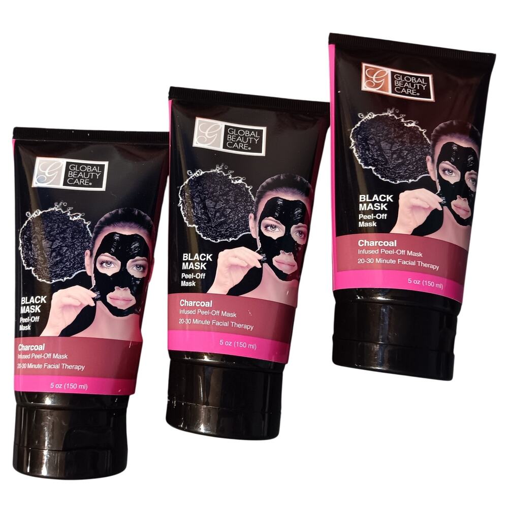 Global Beauty Charcoal Infused Black Peel-off mask Facial Therapy 5 oz (qty 3)